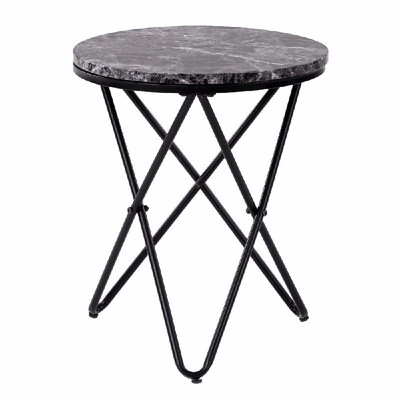 

Romacci IKayaa Modern Round End Table Metal Sofa Couch Coffee Table Marble-Like Top Accent Table 20kg Capacity