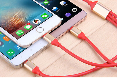 

AFILADO 3-in-1 USB Cable with Micro USBLightningType-C BlackRedBluePink