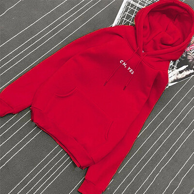 

Oh Yes Letter Harajuku Casual Coat Two Layers Hat 2018 Winter Fleece Pink Pullover Thick Loose Women Hoodies Sweatshirt Female