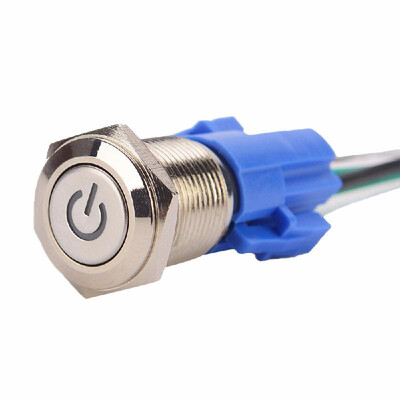 

16mm 12V Car Blue LED Metal Push Button Toggle Switch Socket Plug For Car