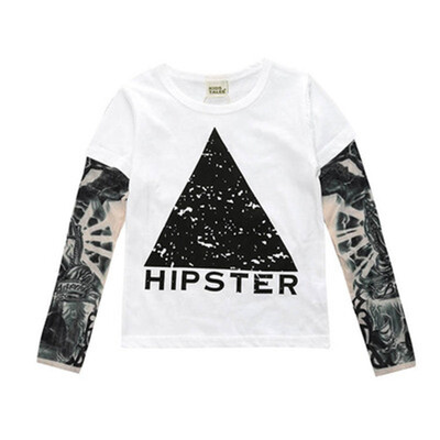 

2018 Boy Clothes Cotton T-shirt Long Sleeve Children Tee Shirts Novelty Tattoo Sleeve Baby Girl Tops Spring&autumn KidsTop
