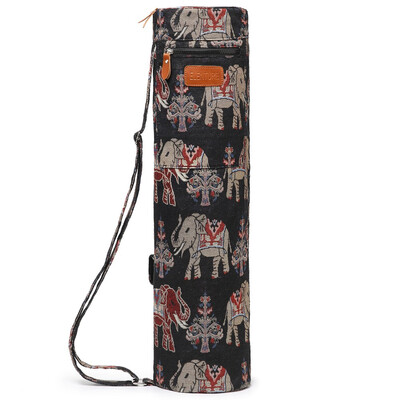

ELENTURE Full-Zip Exercise Yoga Mat Carry Bag with Multi-Functional Storage Pockets --Black&Elephant Color