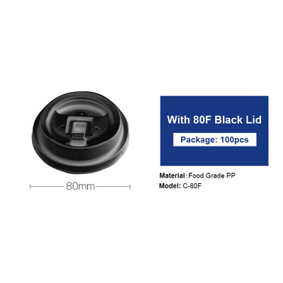 

OTOR Cup Cover 100pcs Disposable PP Plastic 80mm 89mm Clear White Black Lid for Paper Cup Cold Drink Milk Tea Switch Cover