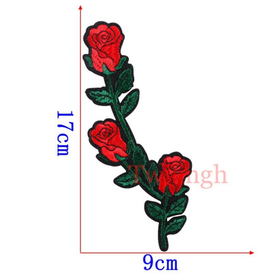 

1 Pcs Flower Patches Sequined Sticker Sew Iron On Patch Red Rose Flowers Applique Garment DIY Clothes Repair Badges For Wedding