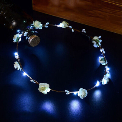 

Wedding Xmas Party Women Girls LED Light Up Flower Headband Hair Wreath Garland