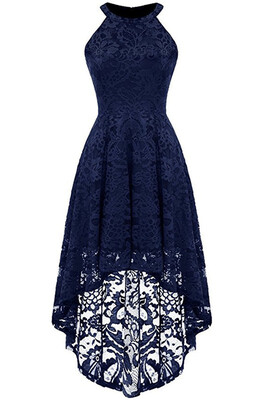 

2018 Lace Dress Female Robe Casual 1950s Rockabilly High Low Sleeveless Swing Summer Dresses Homecoming Dress