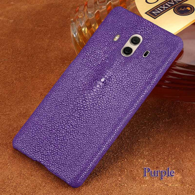 

Genuine Leather Phone Case For Huawei Mate 10 Case Natural Pearl Fish Skin Back Cover For P10 Case