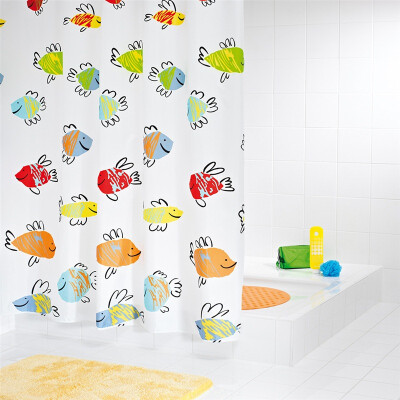 

Jingdong Supermarket] Germany Reid RIDDER color cartoon fish series polyester waterproof mold Moisturizing curtain 180x200cm 47910 send bath curtain ring