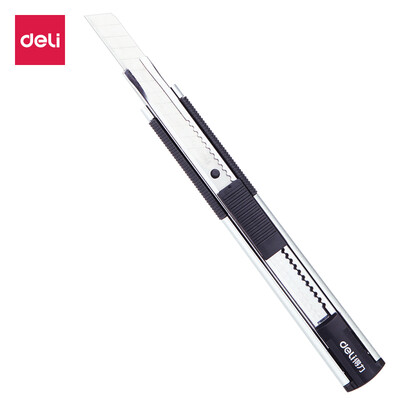 

Deli deli zinc alloy self-locking function safety utility knife soft plastic comfort hand silver 2072
