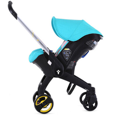 

FooFoo Infant Car Seat Turquoise with Vehicle Seat Protector Push Handle Folding Portable Travel Car Airplane Baby Carriage Pram B