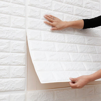 

Inkfish DIY Self Adhensive 3D Brick Wall Stickers For TV Background Kids Room 70cm77cmWhite