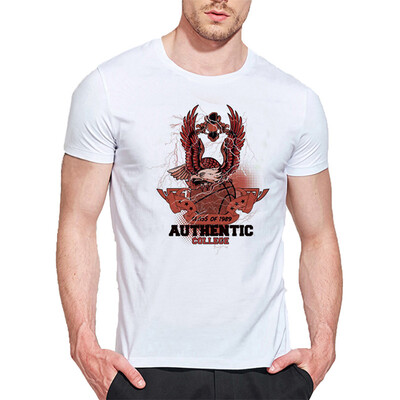 

Mens O Round Neck Casual Short Sleeves Fashion Cotton T-Shirts Flying Eagle Standing Picture 3D Digital Print