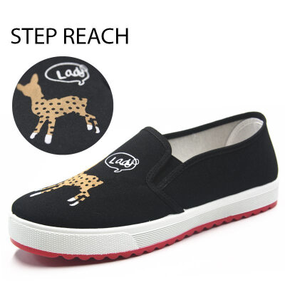 

Women shoes flats lovely student Canvas Shoes Animal Pattern Breathable Comfy Shoes