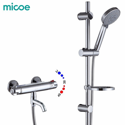 

MICOE Shower Set Shower Faucet Suit 304 Stainless Steel Bathroom Wall-mounted Ultra-thin Top Spray Five Function Nozzle