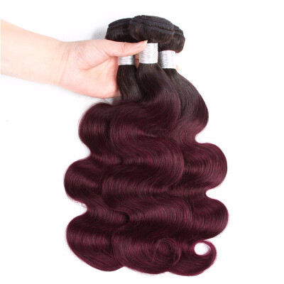 

HCDIVA Body Wave Brazilian Ombre Hair T1B27 30 99J Burgundy Bundles Virgin Hair Pre-Colored Hair 3 PCS Lot Ombre Human Bundles