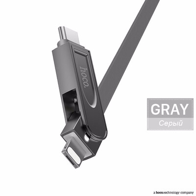 

HOCO 3 in 1 Zinc Alloy Charging Data Cable for Apple iPhone Lightning Charger Micro USB Type C for Samsung Flat Wire Charger