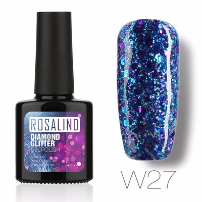 

ROSALIND Gel 1S PBlack Bottle 10ML Diamond Glitter W01-29 Gel Nail Polish Semi Permanent Nail Art UV&LED Soak-Off gel lacquer