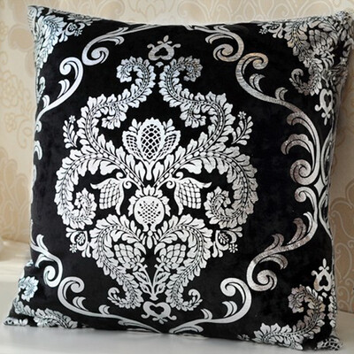 

5050CM Black Silver Embroidery Customized Pillow Case Wedding Room Sofa Chair Bedding Hotel Decorative Cushion Cover Pillowslip