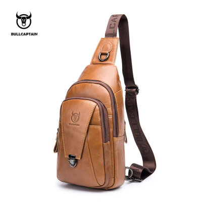 

BULL CAPTAIN Высокое качество Мужская неподдельная кожа Cowhide Vintage Chest Back Pack Travel fashion Cross Body Messenger Shoulder Bag