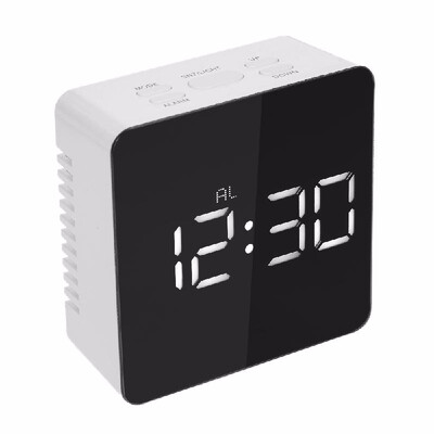 

Digital LED Mirror Clock 12H24H Alarm And Snooze Function °C°F Indoor Thermometer Adjustable LED Luminance--Green