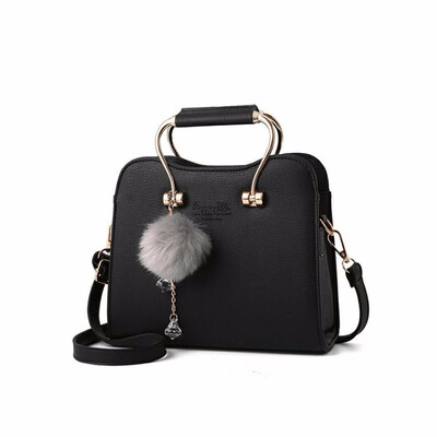 

women chains charming flap solid hairball metal handle handabg new ladies purse messenger crossbody shoulder bags