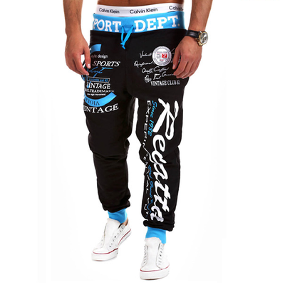 

Hot Sales Mens Printing Casual Pants Fashion Drawstring Design Trousers Loose Sports Pants