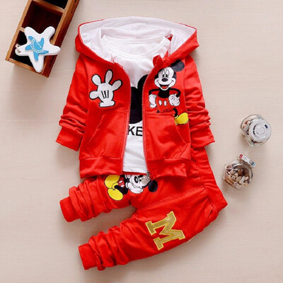 

New Children Girls Boys Fashion Clothing Sets Autumn Winter 3 Piece Suit Hooded Coat Clothes Baby Cotton Brand Tracksuits