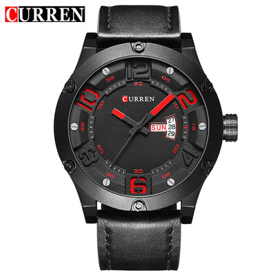 

CURREN 2017 fashion top new Luxury Brand Relogio Masculino week Date diaplay Leather strap Men Sports Watches Quartz Clock 8251