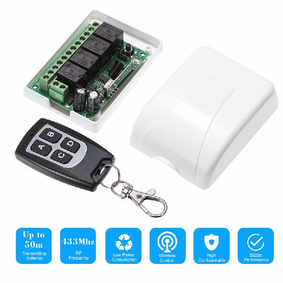 

433Mhz DC 12V 4CH Universal 10A Relay Wireless Remote Control Switch Receiver Module&1PCS 4 Key RF 433 Mhz Transmitter Remote