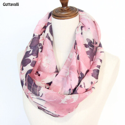 

Guttavalli Women Galsang Flowers Print Ring Shawl Stripes Snowflake Loop Scarf Winter Mun Floral Chevron Branch Infinity Scarves