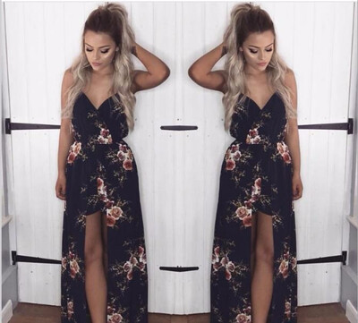 

Summer dresses for Women beach wear Floral Print Sexy Deep V Neck Dresses Costume Female Clothes