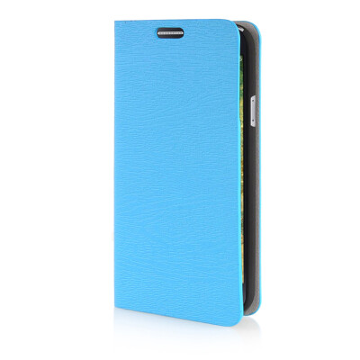 

MOONCASE Leather Side Flip Wallet Card Slot Pouch Stand Shell Back Case Cover for Samsung Galaxy E5 Blue 01