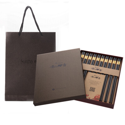 

Jingdong supermarket double gun Suncha Hemu Tianxiang gift chopsticks embossed Jin Fuyi Wu Guotai chopsticks with the gift box chopsticks 10 double loaded LH01006