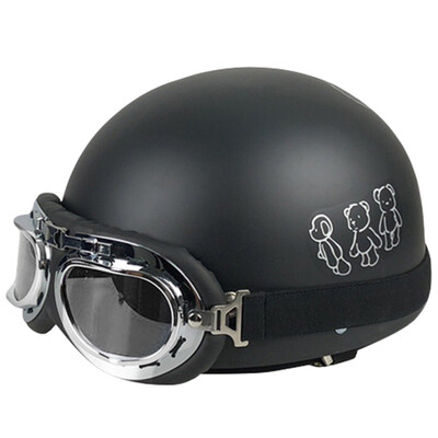 

Dade electric car helmet female Harley half helmet male four seasons universal battery car helmet all code dumb black bear