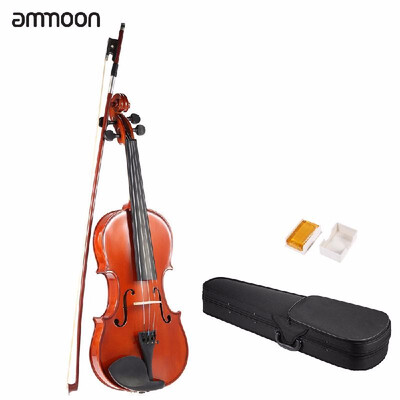 

ammoon 44 Full Size Solid Wood Antique Violin Fiddle Gloss Finish Spruce Face Board with Hard Case Bow Rosin