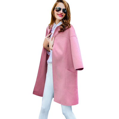 

BURDULLY Fashion 2018 Autumn And Winter Female Overwear 100 Wool Coats Cashmere Woolen Coat High Quality Solid Red Pink Overcoat