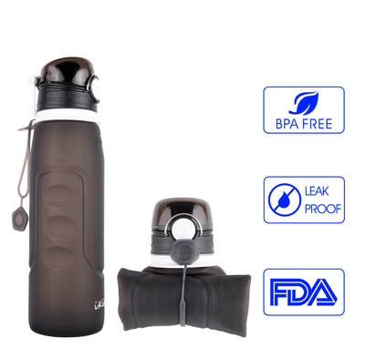 

iKiKin Collapsible Bottle Silicone Leak Proof BPA Free Portable Lightweight Water Bottle 1000ML 35fl OZ