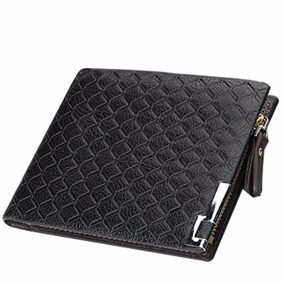 

European Leisure Men Wallet Vertical Zipper Short Leather Wallets