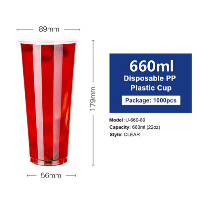 

OTOR 17oz22oz Disposable Plastic Cups with Lids PP Clear Cup for Hot & Cold Drinks Iced Coffee Bubble Boba Smoothie 1000pcs