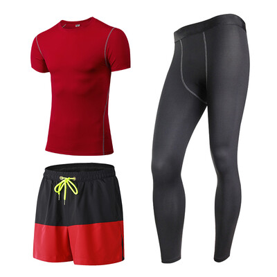 

3 Pcs Quick Dry MenS Sport Suit Compression Tracksuit Fitness Tight T-Shirt