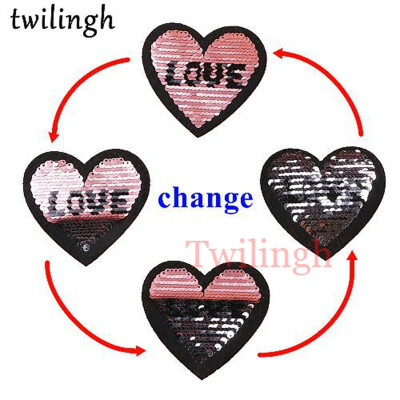 

twilingh 1pc Reversible Change Color Sequins Patches DIY Appliques