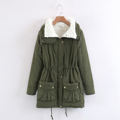 

2018 winter new womens large size long parkas cotton-padded coat