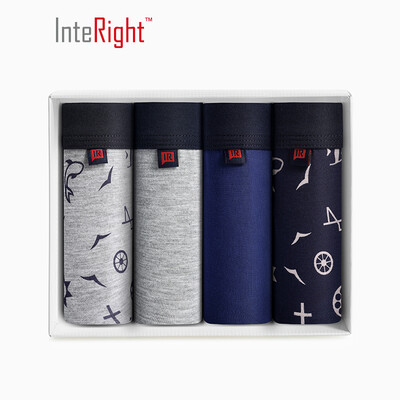 

INTERIGHT Mens Fashion Breathable Printed Corner Pants 4 Boxed Mixed Color CL Code