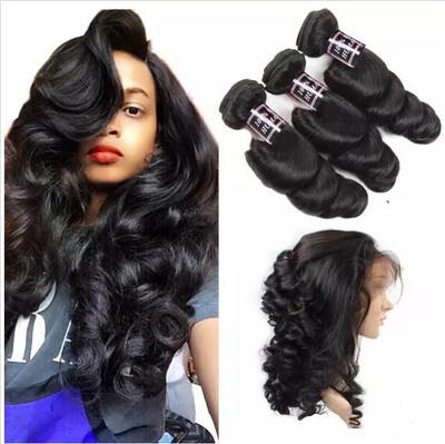 

Ishow Loose Wave 360 Lace Frontal Closure With 3 Bundles 7A Indian Virgin Human Hair With 360 Closure Weave With Baby Hair