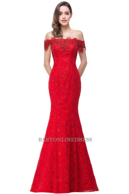 

Elegant Crystal Beaded Lace Mermaid Long Evening Dresses 2018 Prom Party Dress