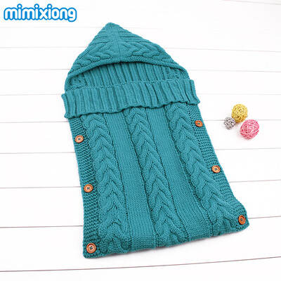 

Sleeping Bag Baby Winter Warm Envelopes For Newborns Unisex Hooded Sleep Sack Acrylic Knitting Infant Wrap Swaddle Blankets Fall
