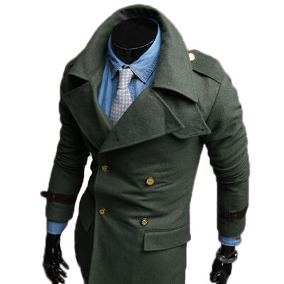 

Zogaa New Mens Woolen Overcoat Lapel Double-breasted