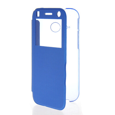 

MOONCASE Ultra Thin Leather Side Flip Pouch Hard board Shell Back ЧЕХОЛ ДЛЯ HTC One 2 Mini（ M8 Mini ) Blue