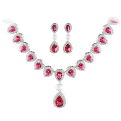 

Aiyaya Waterdrop Heart High Quality Cubic Zircon Crystal Simulated Pearl Earrings&Necklace Sets for Wedding