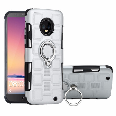 

SHS Phone Case For Motorola Moto G6G6 Plus European Luxury Armor Ring Bracket Silicon TPU Lattice texture Protection